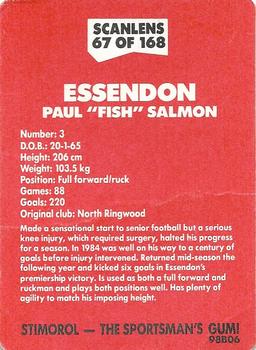 1989 Scanlens VFL #67 Paul Salmon Back